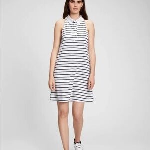 NWT Gap Sleeveless Towel Terry White Navy Stripe Mini Dress Size Large